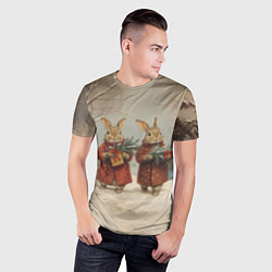 Футболка спортивная мужская Зайцы с новогодними подарками, цвет: 3D-принт — фото 2