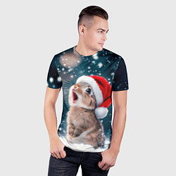Футболка спортивная мужская Милый кролик - первый снег, цвет: 3D-принт — фото 2