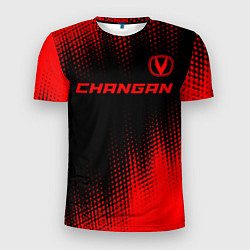 Мужская спорт-футболка Changan - red gradient посередине