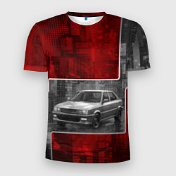 Мужская спорт-футболка Автомобиль в серо-красных тонах