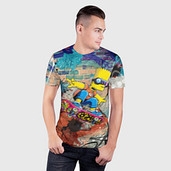 Футболка спортивная мужская Bart Simpson on a skateboard - graffiti, цвет: 3D-принт — фото 2