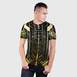 Футболка спортивная мужская Gold lines on a black background, цвет: 3D-принт — фото 2