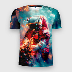 Футболка спортивная мужская Космонавт с ёлкой в космосе, цвет: 3D-принт