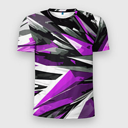 Мужская спорт-футболка Чёрно-фиолетово-белая абстракция