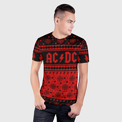 Футболка спортивная мужская ACDC christmas sweater, цвет: 3D-принт — фото 2