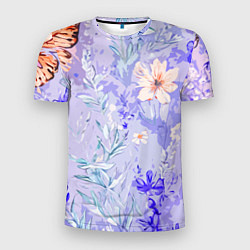 Мужская спорт-футболка Растения на розовом фоне