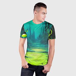 Футболка спортивная мужская Зелёная кислотная абстракция, цвет: 3D-принт — фото 2