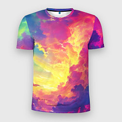 Футболка спортивная мужская Розовые облака на синем небе, цвет: 3D-принт