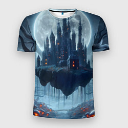 Футболка спортивная мужская Замок Дракулы и неоновые грибы - нейроарт фантазия, цвет: 3D-принт