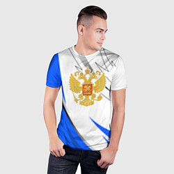 Футболка спортивная мужская Российский синий - герб, цвет: 3D-принт — фото 2