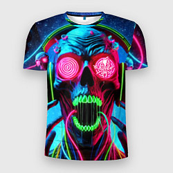 Футболка спортивная мужская Metallica - neon skull with headphones, цвет: 3D-принт