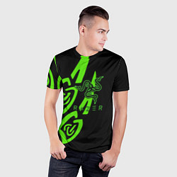Футболка спортивная мужская Razer лого лес, цвет: 3D-принт — фото 2