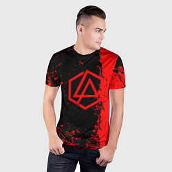 Футболка спортивная мужская Linkin park краски всплеск текстура, цвет: 3D-принт — фото 2