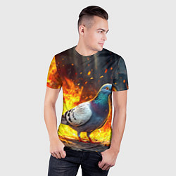Футболка спортивная мужская Голубь в огне, цвет: 3D-принт — фото 2