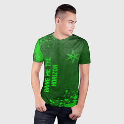 Футболка спортивная мужская Bring Me the Horizon - green gradient вертикально, цвет: 3D-принт — фото 2