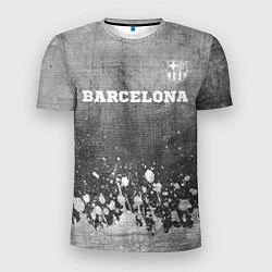 Мужская спорт-футболка Barcelona - grey gradient посередине