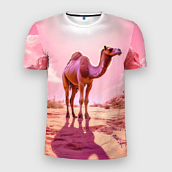 Футболка спортивная мужская Верблюд в розовой пустыне, цвет: 3D-принт