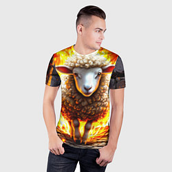 Футболка спортивная мужская Овечка в огне, цвет: 3D-принт — фото 2