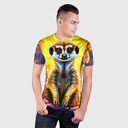 Футболка спортивная мужская Сурикат в яркиз лучах солнца, цвет: 3D-принт — фото 2