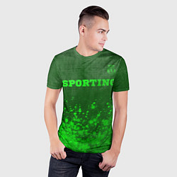 Футболка спортивная мужская Sporting - green gradient посередине, цвет: 3D-принт — фото 2