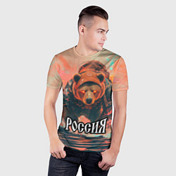 Футболка спортивная мужская Россия - медведь, цвет: 3D-принт — фото 2