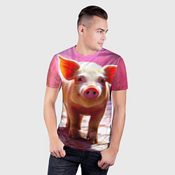 Футболка спортивная мужская Поросенок в розовом, цвет: 3D-принт — фото 2