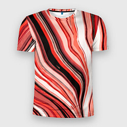 Футболка спортивная мужская Волнистые вертикальные чёрно-красные полосы, цвет: 3D-принт