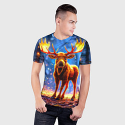 Футболка спортивная мужская Лосенок в лесу, цвет: 3D-принт — фото 2