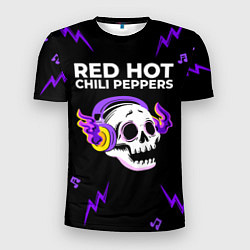Мужская спорт-футболка Red Hot Chili Peppers неоновый череп
