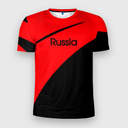 Мужская спорт-футболка Russia красно-чёрный