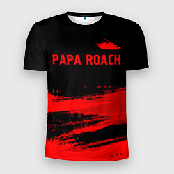 Мужская спорт-футболка Papa Roach - red gradient посередине