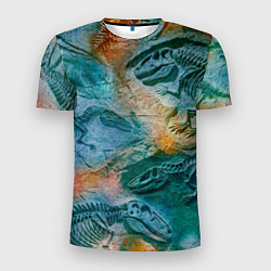Футболка спортивная мужская Окаменелые динозавры, тропический зеленый, цвет: 3D-принт