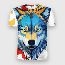 Футболка спортивная мужская Волк яркий арт, цвет: 3D-принт