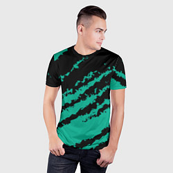 Футболка спортивная мужская The color is black and turquoise, цвет: 3D-принт — фото 2