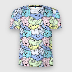 Мужская спорт-футболка Милые облачка мультяшные