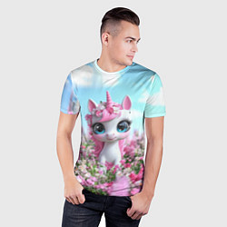 Футболка спортивная мужская Единорожка в цветочках, цвет: 3D-принт — фото 2