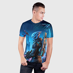 Футболка спортивная мужская Mass Effect - neon glow fantastic, цвет: 3D-принт — фото 2