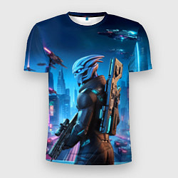 Футболка спортивная мужская Mass Effect - neon glow fantastic, цвет: 3D-принт