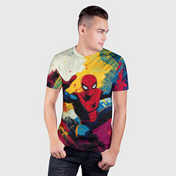 Футболка спортивная мужская Человек паук висит на паутине, цвет: 3D-принт — фото 2