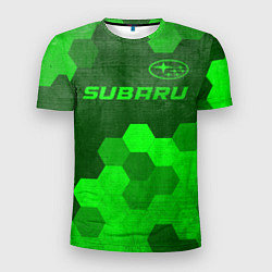 Футболка спортивная мужская Subaru - green gradient посередине, цвет: 3D-принт