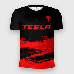 Футболка спортивная мужская Tesla - red gradient посередине, цвет: 3D-принт