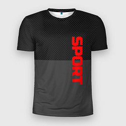 Мужская спорт-футболка Sport красными на сером