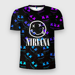Футболка спортивная мужская Nirvana x marshmello neon, цвет: 3D-принт