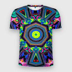 Футболка спортивная мужская Оптический узор неоновые краски, цвет: 3D-принт