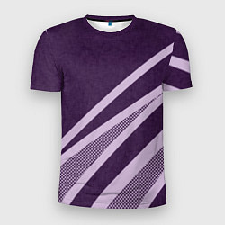 Мужская спорт-футболка Фиолетовый абстрактный с полосой