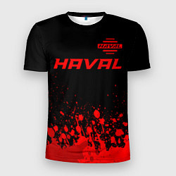 Мужская спорт-футболка Haval - red gradient посередине