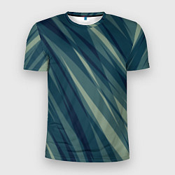Мужская спорт-футболка Зеленовато-синий полосы