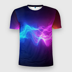 Мужская спорт-футболка Звуковая волна неоновый узор