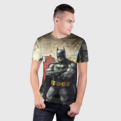 Футболка спортивная мужская Бэтмен на фоне стены, цвет: 3D-принт — фото 2