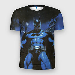 Футболка спортивная мужская Бэтмен синий город, цвет: 3D-принт